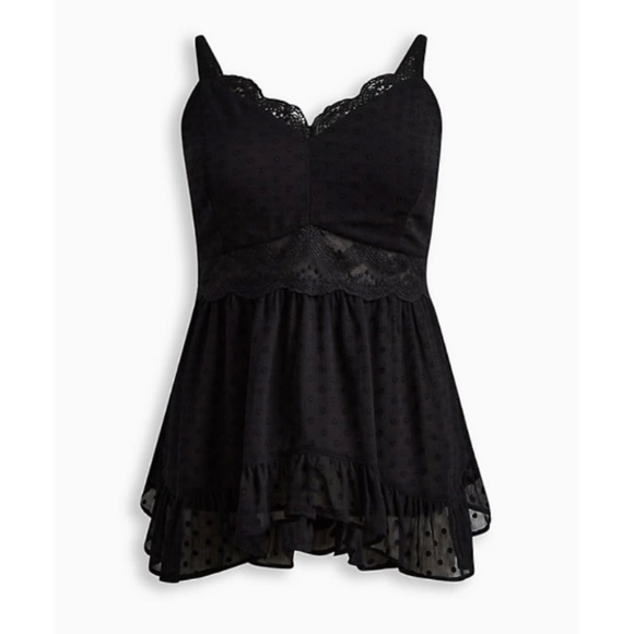 🆕 Babydoll Clip Dot Cami Top 2 2X 18 20 NWT Torrid New! Black Camisole - Picture 5 of 6